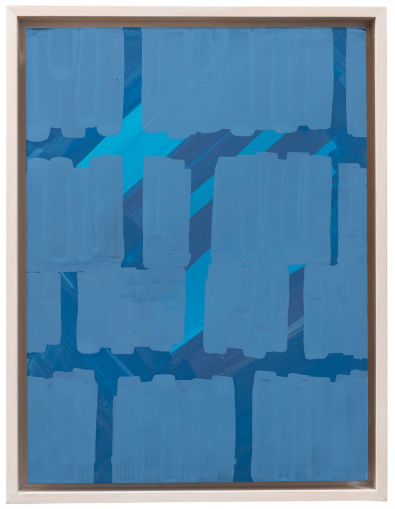 Rolf Poellet; o.T., 2021 (40 x 30 cm Kreuze auf Blau)