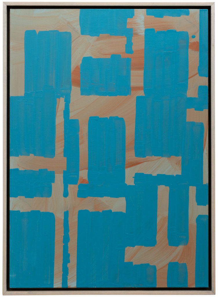 Rolf Poellet; o.T., 2021 (70 x 50 cm Kreuze auf Türkis)