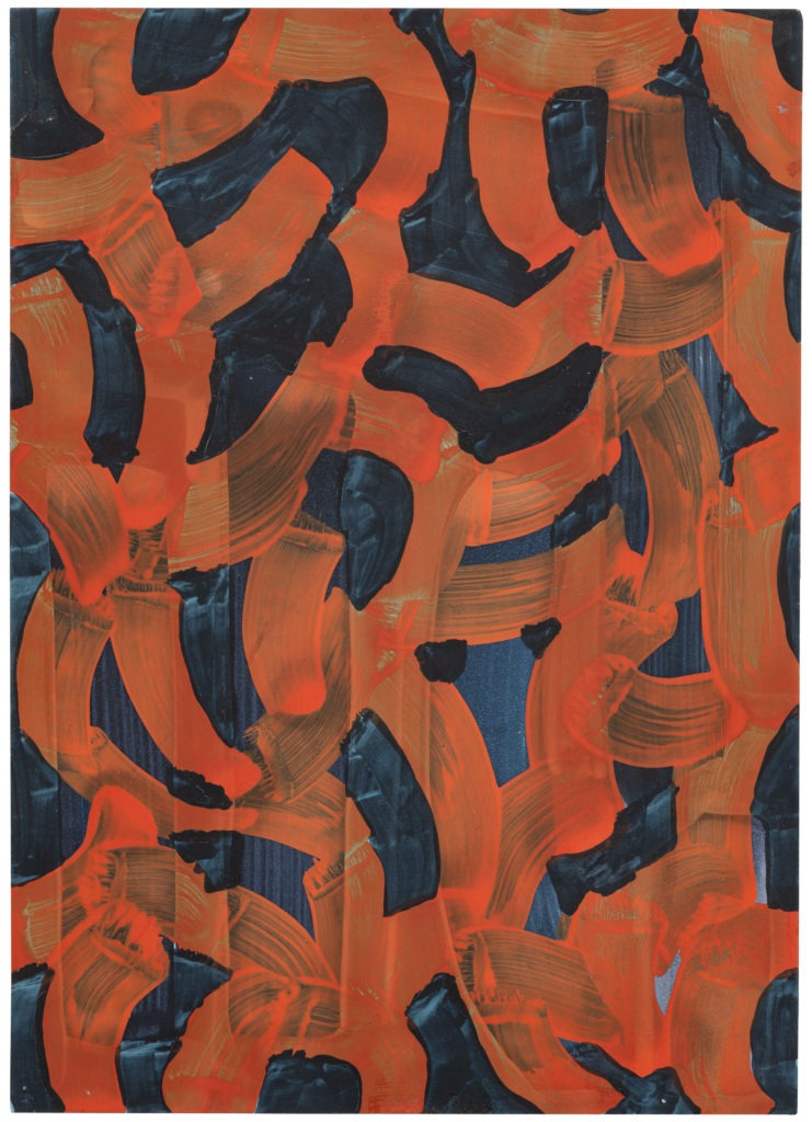 Rolf Poellet; o.T., 2021 (44 x 31,5 cm – rote Flummis)