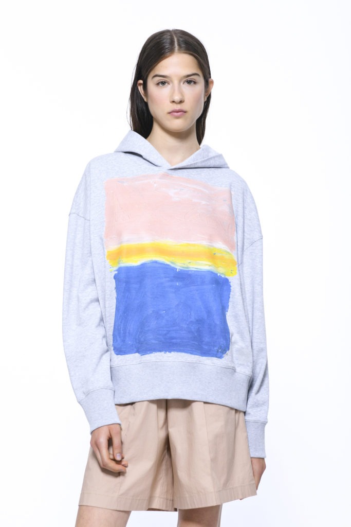 Hoodie, Pale Silver “Little dirty paradise”Print