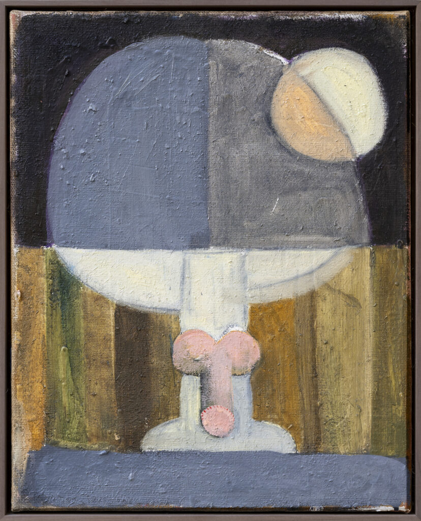 Björn Weltbrandt Wallbaum – Pixies Yellow Mars, Öl auf Jute, 50 x 40 cm